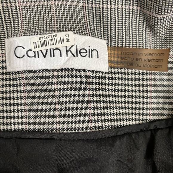 Calvin Klein | Women’s Gray Plaid Lined One Button Blazer Jacket Office Business - Picture 11 of 14